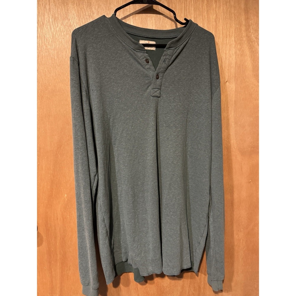 Marine Layer Soft Henley Shirt Men's XL Green LS Stretch Gorp Core Hiking (D)
